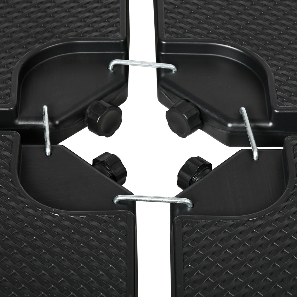 Parasol Base set of 4 Stackable Pieces with Integrated Handles, in HDPE, 99.7x99.7x8.3 cm, Black