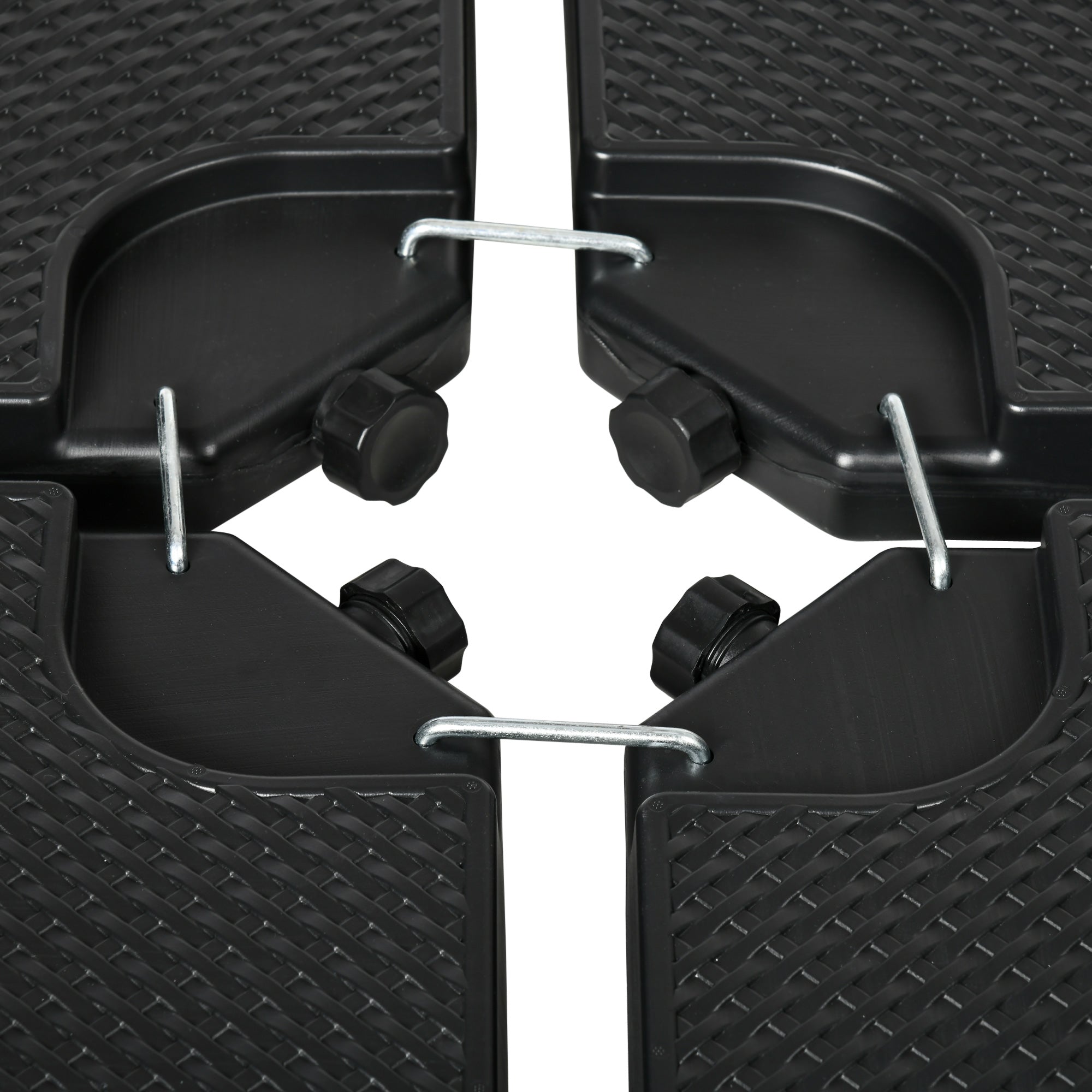 Parasol Base set of 4 Stackable Pieces with Integrated Handles, in HDPE, 99.7x99.7x8.3 cm, Black