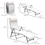 Outsunny Folding Garden Lounger with Cushion, 7-Reclining Backrest, 137x63.5x100.5cm, Beige