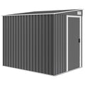 Outsunny 1.5x2m Metal Tool Shed with Base, Sliding Door and Sloped Roof, Dark Grey