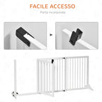 PAWHUT DOG CANCELLINE ADJUSTABLE Size with 3 panels, in pine wood, 113-166x36x71 cm, white - Borgè