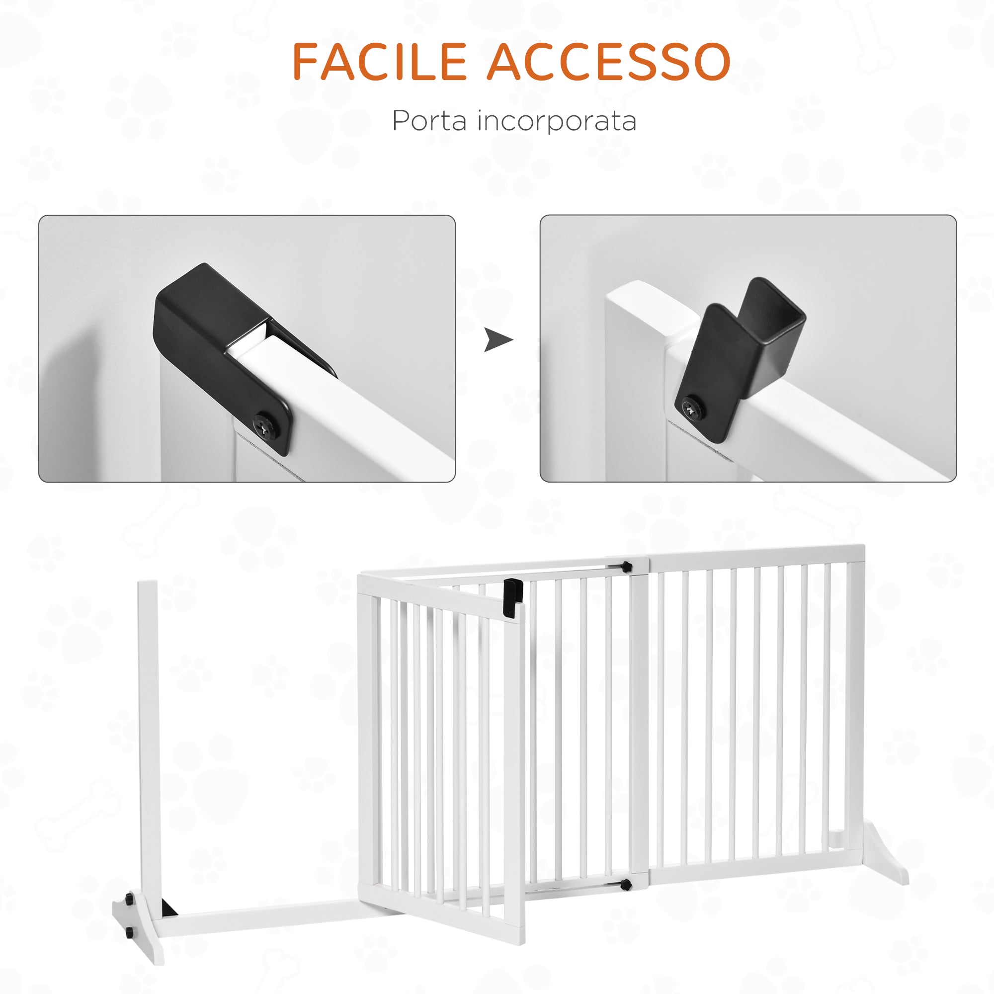PAWHUT DOG CANCELLINE ADJUSTABLE Size with 3 panels, in pine wood, 113-166x36x71 cm, white - Borgè