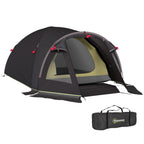 Tunnel Tent for 2-4 People with Side Windows and Hook, 190T Polyester and PE, 3.3x1.9x1.2 m, Black