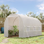 Outsunny 4x2x2m Tunnel Greenhouse with Steel Frame and White Polyethylene Cover