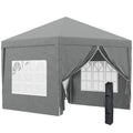 3x3m Folding Outdoor Gazebo with 4 Side Panels, Steel and Oxford Fabric Light Grey