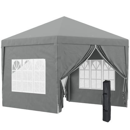 3x3m Folding Outdoor Gazebo with 4 Side Panels, Steel and Oxford Fabric Light Grey