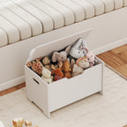 Bear-Shaped Wooden Toy Storage Chest with 20kg Capacity, 60x38x48cm, White