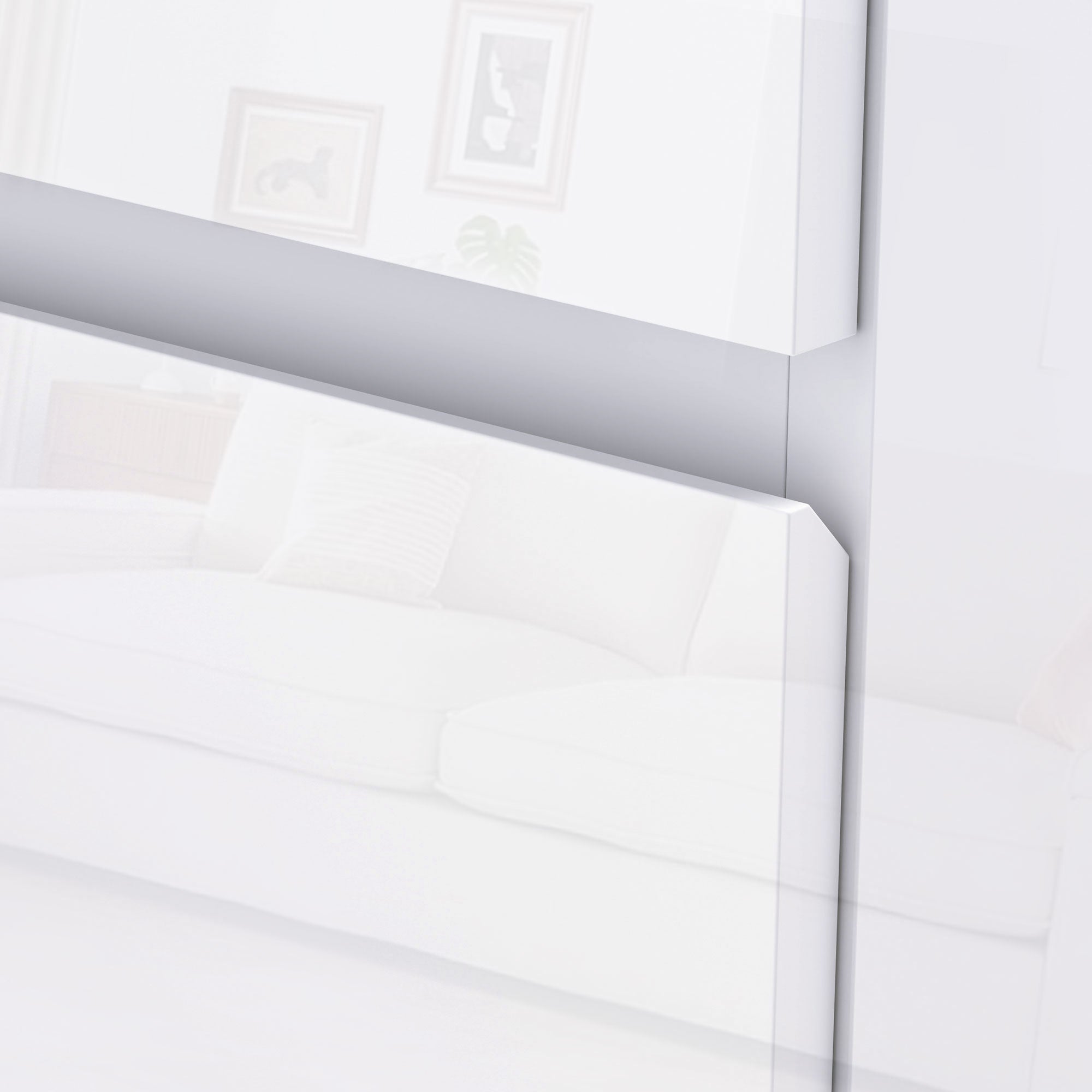 Modern 5-Drawer Anti-Tip Wooden Chest of Drawers, 55x33x100 cm, Glossy White