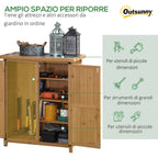 Wooden Garden Cabinet Tool Storage with 2 Doors and 4 Shelves, Sheet Metal Top, 75x40x90 cm