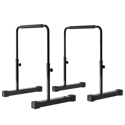 SPORTNOW Set of 2 Dip Bars Adjustable to 4 Heights with Non-Slip Steel Handles, 70x50x80-105 cm, Black