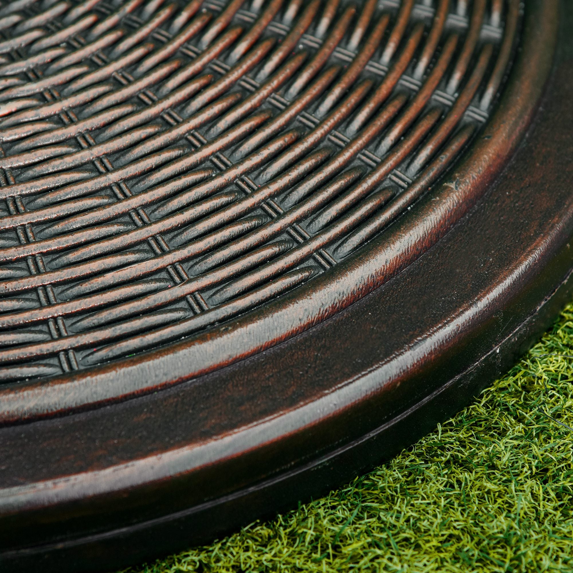 14kg Concrete and Plastic Umbrella Base with Rattan Effect Ø48x34cm, Bronze