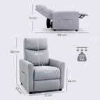 HOMCOM Reclining Chair 135° max in Linen Effect Fabric, Foam, Steel and Wood, 73x86x100 cm, Light Grey