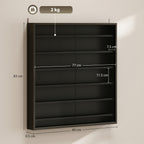 6-Tier Adjustable Wooden Notice Board with Glass Doors, 80x9.5x83 cm, Black