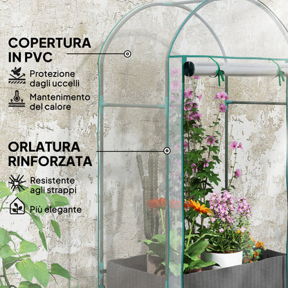 Wall-Mounted Greenhouse with Plant Bag and Roll-Up Entrance, Steel and Plastic, 89x50x152 cm, Transparent