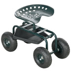 Outsunny Garden Cart with Adjustable Seat and Bottom Tray, Steel and PP, 83x36.5x45-60 cm, Dark Green
