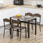 Dining Set: 5 Piece Dining Set with 1 Rectangular Table 100x63x76. 5 cm and 4 Chairs 45x40x82 cm, in Steel and MDF - Borgè