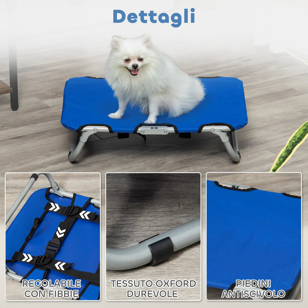 Raised and Foldable Dog Bed for Indoor and Outdoor Use, 59x46x15 cm, Blue - Borge' Group Limited