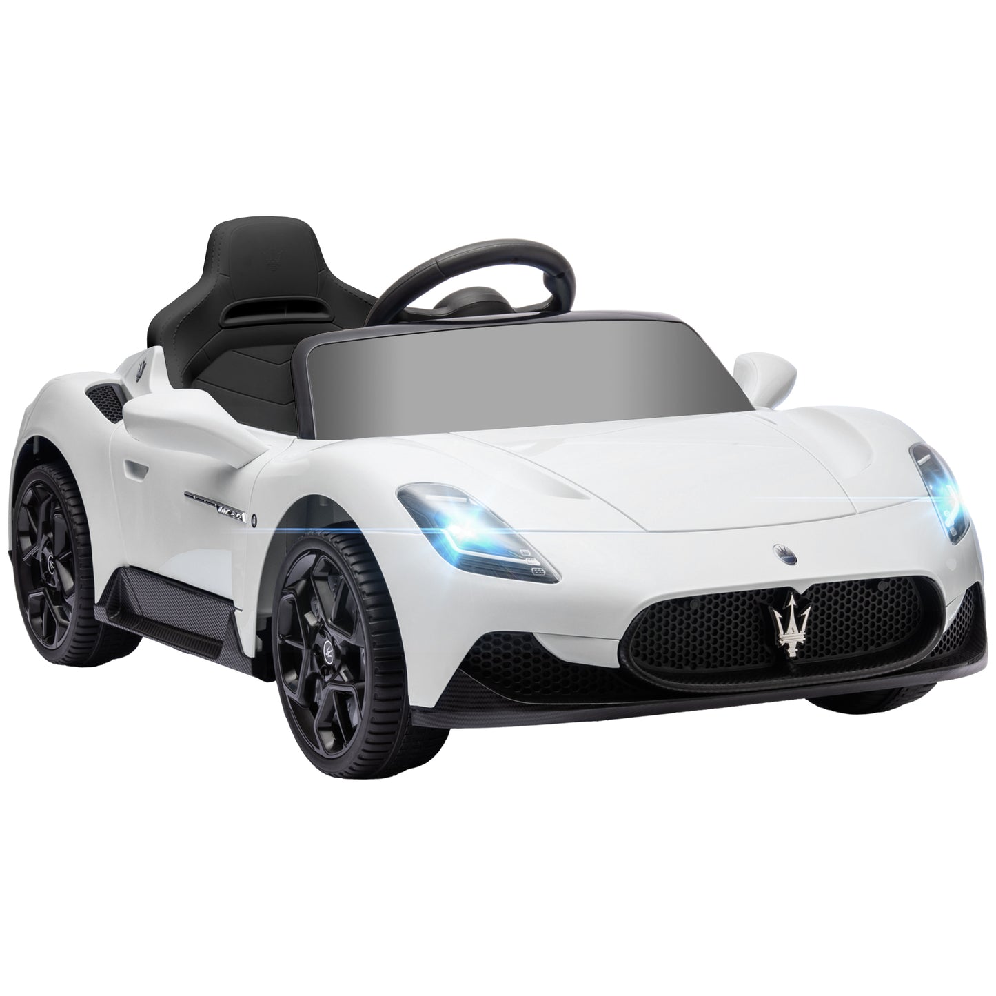 Maserati MC20 Children's Car, Manual Drive, Remote Control and LED Headlights, Age 3-6 Years, White