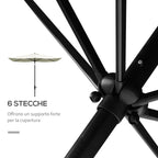 2x3m Rectangular Garden Umbrella with Crank Opening and Adjustable Tilt, Beige