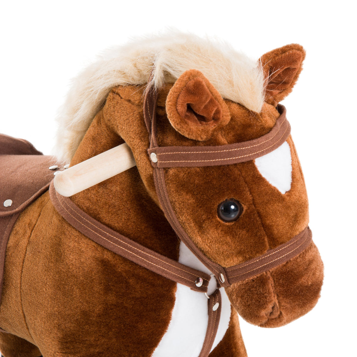 HOMCOM Ride-On Horse for Children 2+ Years with 4 Wheels, Sounds, Footrest, 60 kg Capacity, 55x23x60cm, Brown