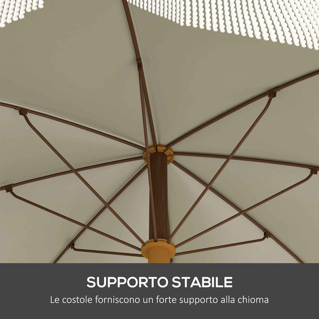 Outsunny UV40+ 8-Ribbed Beach Umbrella with Carry Bag, Metal and Polyester, Ø1.9x2.1 m, Green
