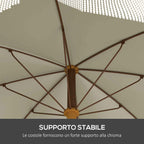 Outsunny UV40+ 8-Ribbed Beach Umbrella with Carry Bag, Metal and Polyester, Ø1.9x2.1 m, Green