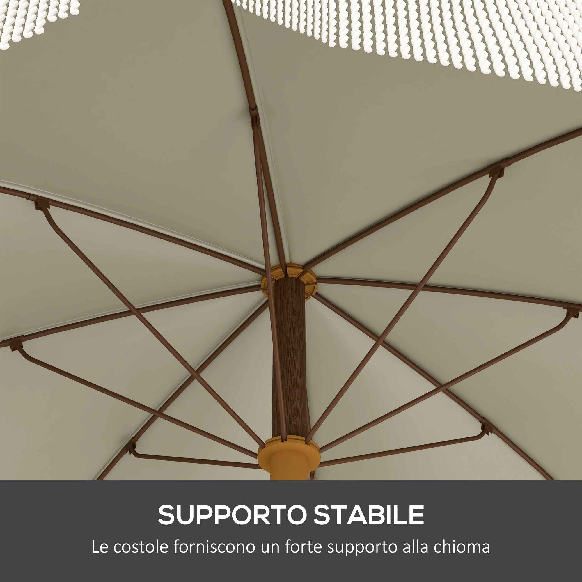 Outsunny UV40+ 8-Ribbed Beach Umbrella with Carry Bag, Metal and Polyester, Ø1.9x2.1 m, Green
