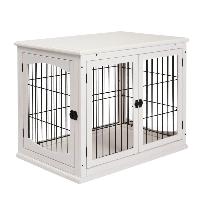 Indoor Dog House for Up to 30kg in Wood and Steel, 58.5x81x 66cm - White - Borge' Group Limited