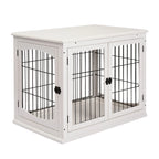 Indoor Dog House for Up to 30kg in Wood and Steel, 58.5x81x 66cm - White - Borge' Group Limited