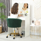Vinsetto Teddy Velvet Swivel Office Chair, Steel Frame, Adjustable Height, 120kg Load Capacity, Dark Green