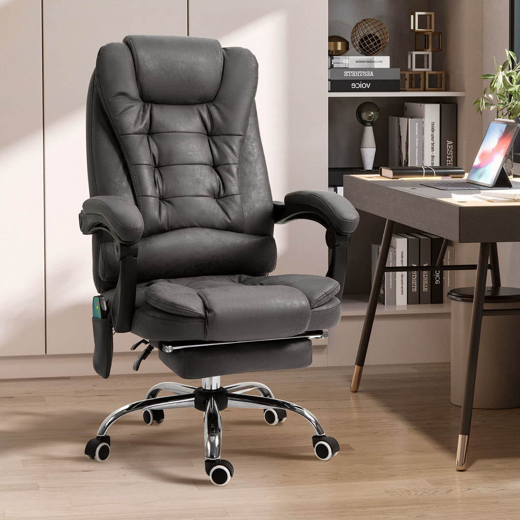 View of the massacle and reclining office armchair with adjustable heating and height, gray - Borgè