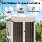 Outsunny Garden Cabinet with Removable Shelves and Lockable Door, Wood and Steel, 94x43x166 cm, White and Black