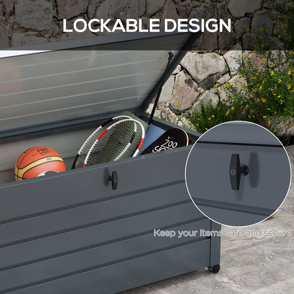 Outsunny Black outdoor 311L with lock and 2 handles, in galvanized steel, 120x62x66 cm, dark gray - Borgè