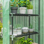 Outsunny Garden Greenhouse with 2 Shelves, 3 Levels, and Zip Entrance, Steel and PE, 142x73x195 cm, Green