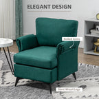 Furnishing armchair in breathable linen-effect fabric with rolled armrests, 63x71x83 cm, green - Borgè