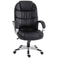 HOMCOM Ergonomic PU Leather Swivel Office Chair with Rocking and Adjustable Height, Black