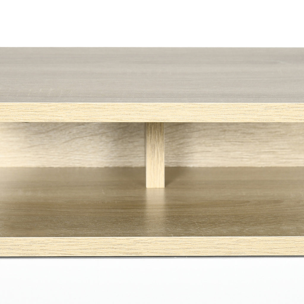 HOMCOM Set of 2 Suspended Bedside Tables with Drawer and Upper Shelf, in Wood, 35x32x22.5 cm, White and Oak - Borgè
