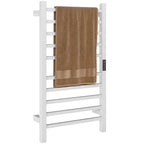 Smart 10-Bar Electric Towel Warmer with Timer and LCD Display, Stainless Steel, 45x11x80 cm, White