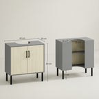 kleankin Bathroom Cabinet with Double Door and Chipboard Shelf, 60x30x60cm, Grey and Oak Color