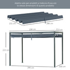 Gazebo Pergola Cover with 8 Drainage Holes, UV30+ Polyester, 286x245 cm, Dark Grey
