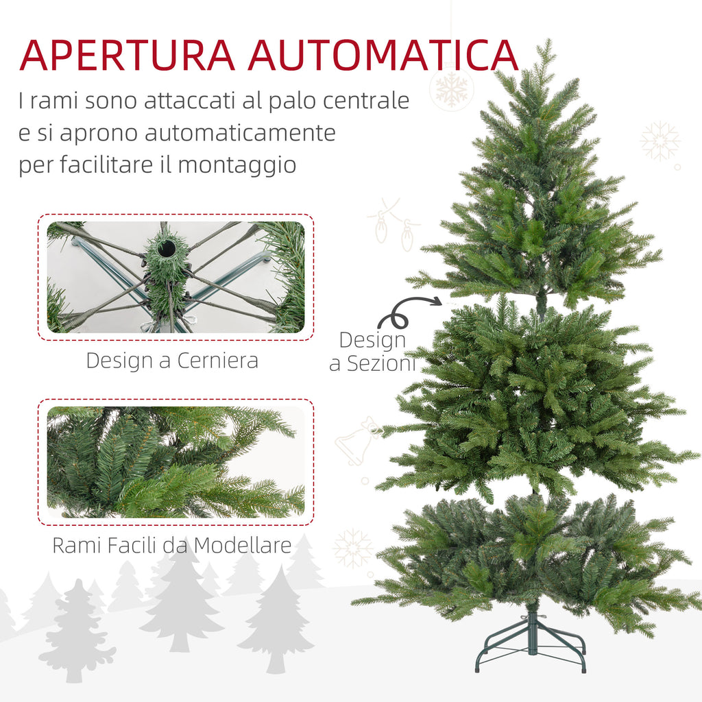 210cm Green Plastic Christmas Tree with Metal Base and 2445 Fireproof Branches