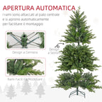 210cm Green Plastic Christmas Tree with Metal Base and 2445 Fireproof Branches