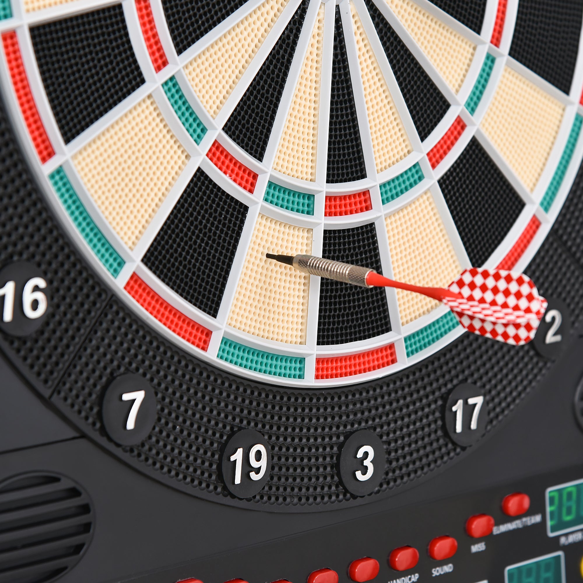 Electronic Dartboard with Automatic Scoring, 12 Darts and 6 Displays, 51x6.5x57cm, Black