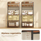 HOMCOM Kitchen Shelf with Charging Station, 5 Shelves and 10 S-Hooks, Wood and Steel, 80x40x170 cm, Brown
