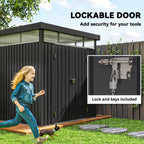 Garden Shed with Acrylic Skylight and Drainage Holes, Steel, 200x258x201 cm, Dark Gray