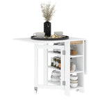 Folding Dining Table with 2 Drop-Leaf Tops and Shelves, Expandable, for 4 People, 120x60x75 cm, White