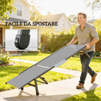 Outsunny Set of 2 Sun Loungers Adjustable in 5 Positions with Side Table and 2 Wheels, in Metal and Polyester, Grey