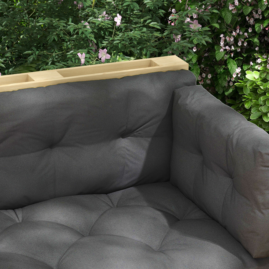Set of 3 Garden Cushions for Sofas and Pallets in Polyester with Thick Padding, Charcoal Gray - Borgè