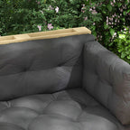 Set of 3 Garden Cushions for Sofas and Pallets in Polyester with Thick Padding, Charcoal Gray - Borgè
