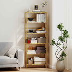 HOMCOM 6-Tier Bamboo Bookshelf with Adjustable Shelves, 60x26x161cm, Natural Wood